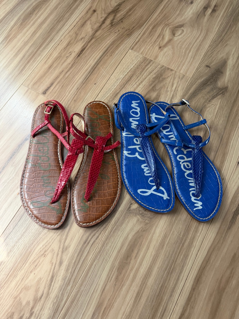 Sam Edelman 2-Pair Gigi Sandals 7 Blue Snake and Red Snake